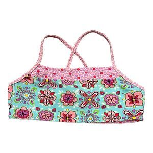 Hanna Andersson Pink Floral Bikini Swim Top M